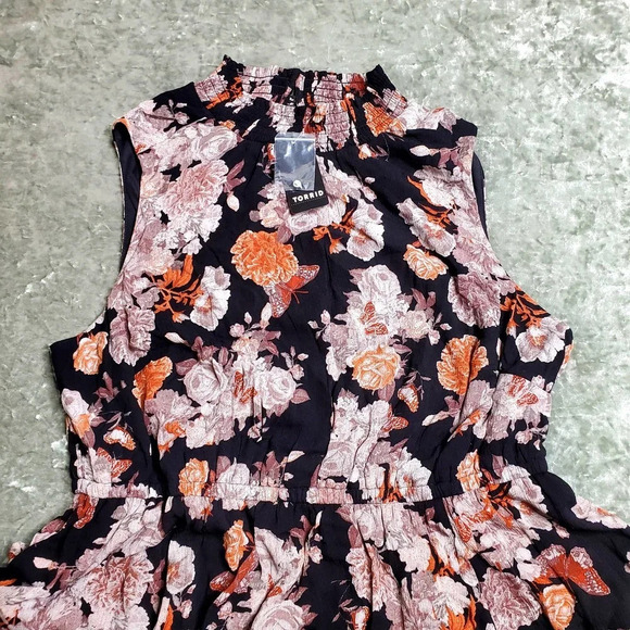 Torrid Midi Gauze Mock Neck Floral Dress - Picture 9 of 12